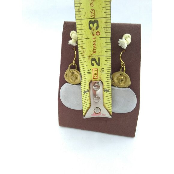 Vance Kitira Jewelry Dangling Earrings silver Metal Amulet Natural gold Floral - Picture 5 of 12